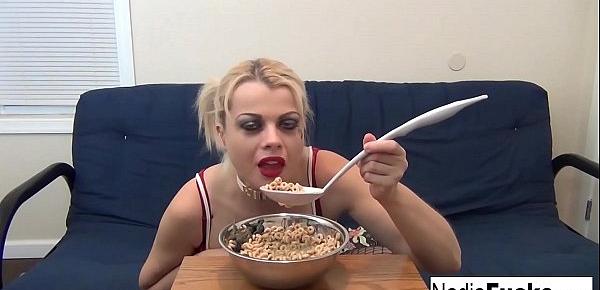  Sexy Nadia eats cereal filled with soldiers